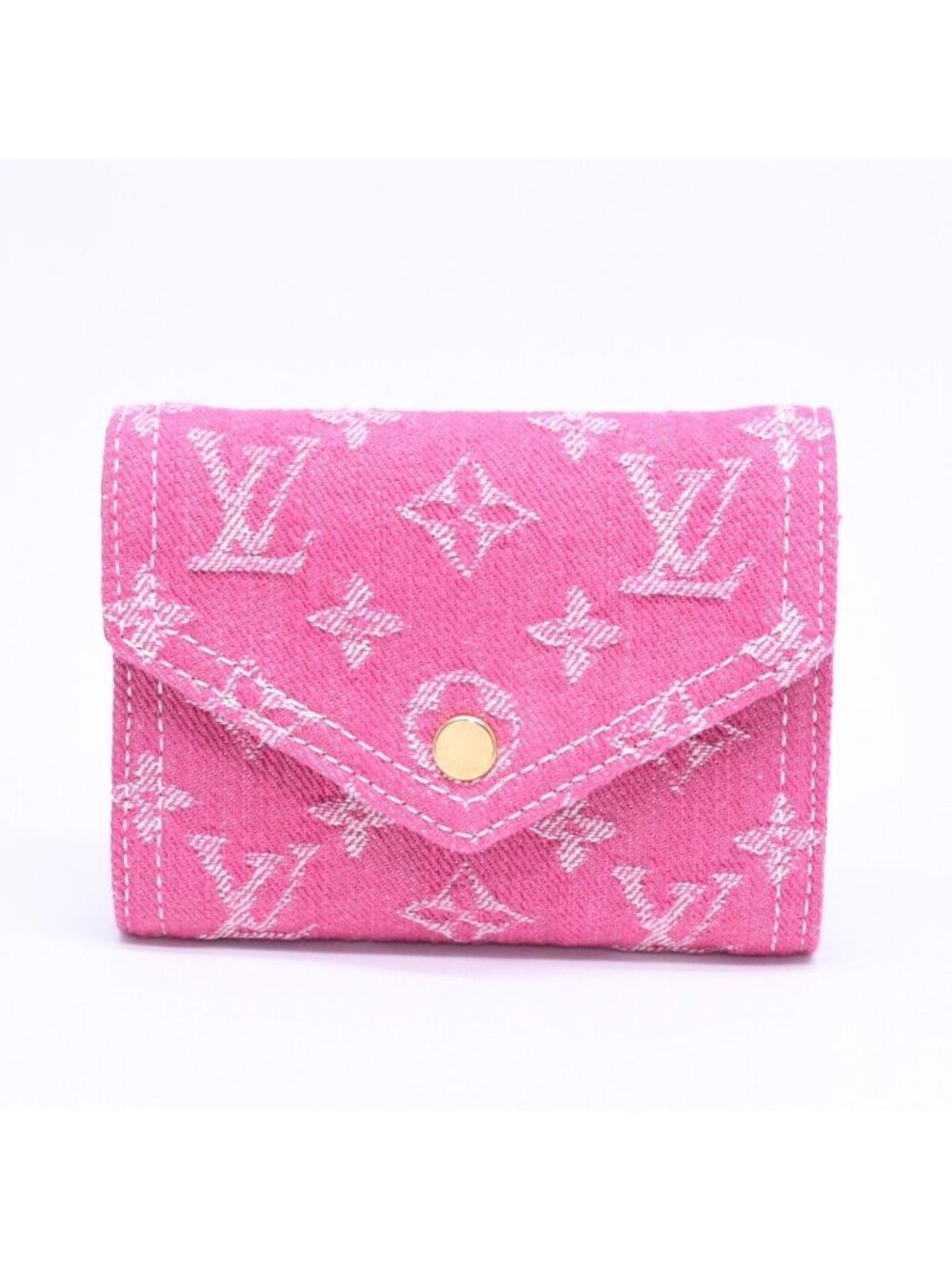 Louis Vuitton Portefeuille Victorine Trifold Wallet Monogram Denim Pink